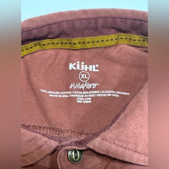 KUHL Polo Shirt Mens XL Rust Red Wildfibre Organic Cotton Hiking Outdoor Casual - Picture 3 of 8